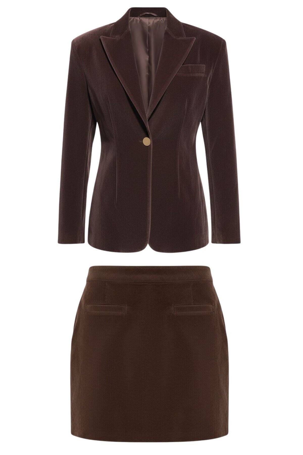 NAVY VELVET BLAZER & SKIRT
