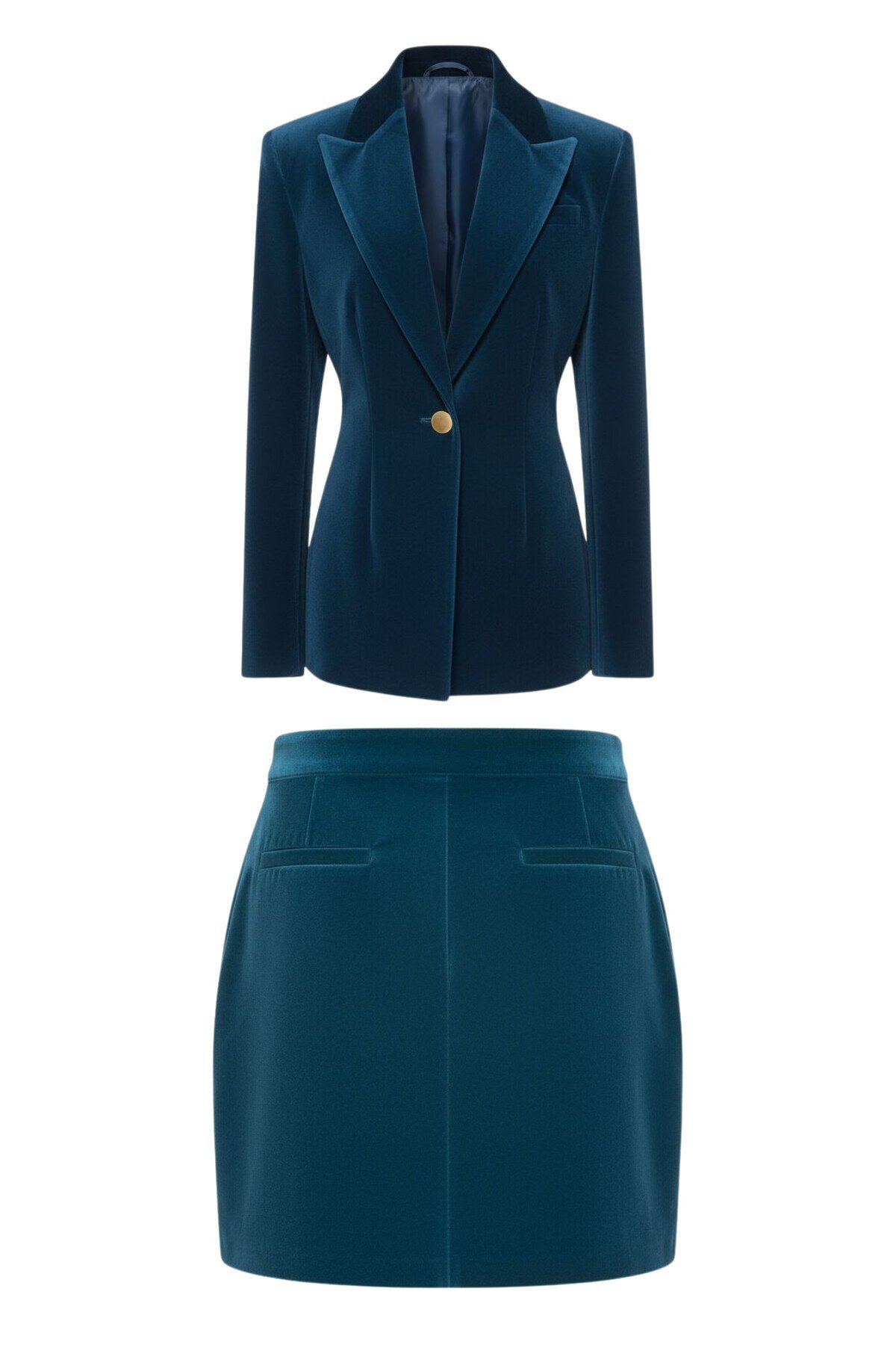 NAVY VELVET BLAZER & SKIRT